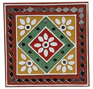 SHAKTI KUTCHI MUD & MIRROR CRAFTS Clay Wall Frame (18 cm x 18 cm x 2 cm, SKMMCWF 7X7 010)