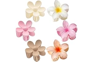 BD-HEREGO 6 Pezzi Mollettone Capelli Grande, Fermagli per capelli a fiori opachi, Mollettoni Capelli Donna Plastica, per Donne e Ragazze Capelli Spessi, Trucco, Bagno, 6 colori Due stili