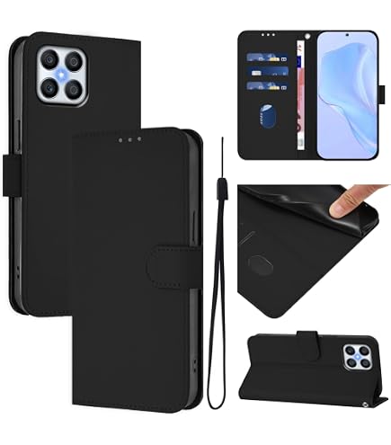 Custodia per Honor 90, con cerniera, portafoglio Custodia flip in Finto cuoio con tasche per carte, supporto e passante blu