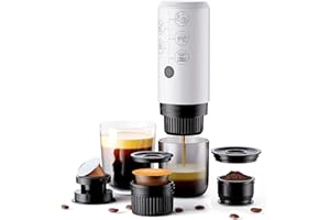 RECAFIMIL Machine à espresso électrique portable 3 en 1 12 V – Cafetière d’extraction en un clic compatible avec les capsules NS et DG et marc de café