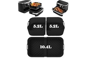 Cathpetic Silikonform Heißluftfritteuse für Ninja Foodi Flexdrawer AF500EU,1×10.4L+2×5.2L Ninja Af500 Silikonform Schwarz,Ninja Foodi Flexdrawer Zubehör
