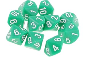 Yourandoll 10 pièces dés polyédriques D10 dés 16mm de Jeux de dés en Acrylique pour DND Dice RPG MTG Table Jeux (Vert)
