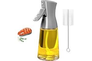 Ztarraum Olive Oil Sprayer, 180ML Glass Dispenser Bottle with Brush, Canola Oil Vinegar Spray Mister for Kitchen, Refillable Gadget Accessory Widely Used for Air Fryer, Baking, Grilling(GREY)