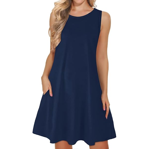 Svanco Vestiti Estivo da Donna, Taglio Ampio, Scollo a V, Senza Maniche, Vestito Casual Leggero ed Elegante