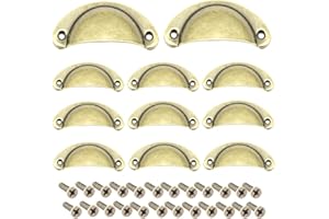 Ruidee 12 Picecs Shell Cup Handles Vintage Half Moon Drawer Pull Handle with Screws for Cabinet Cupboard Dresser Wardrobe Drawer (Bronze)
