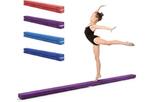 Dripex Folding Gymnastics Balance Beam 7FT Kids Training Beam Faux Suede for Home Gym Exercise