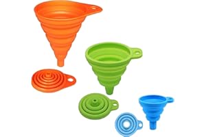 Movstriker 3 Pcs Collapsible Silicone Funnel Set, Rainbow Colors, Small Funnels for Filling Bottles, Containers, Water Bottle, Oil, Liquid Transfer