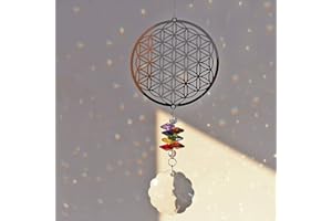 ‎H&D HYALINE&DORA H&D Kronleuchter Hänge Kristall Sonnenfänger Metall Anhänger (Blume des Lebens)