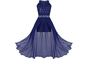 CHICTRY Girls Junior Halter Lace Bodice with Chiffon Overlay Prom Bridesmaid Wedding Gown Maxi Romper Dress