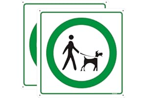 Andchi 2tlg. Hund an der Leine zu führen Schilder Bitte halten Sie Ihre Hunde an der Leine Schild, Rostfreies lichtbeständiges Hundeschild für drinnen und draußen, inkl. 4 Löcher, 30 x 30 cm