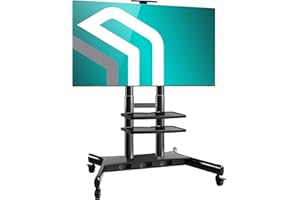 ONKRON Carrello porta TV da 50 a 86 pollici - Supporto TV da Pavimento con Peso fino a 90,9 kg - Porta TV con Ruote con VESA da 200x200 a 800x500 mm/Piedistallo TV Altezza Regolabile TS1881-B Nero