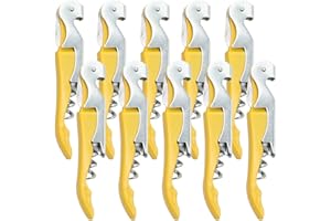 ZYOMVUN Tire Bouchon Sommelier en acier inoxydable, 10 pièces Tire Bouchon Professionnel, Tire-bouchon Sommelier 3 en 1, avec décapsuleur et coupe-capsule, Limonadier professionnel serveur, jaune