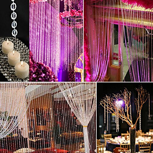 Airkoul 30M Girlande Kristall Diamant Acryl Hochzeit Party hängende Dekoration Perlenvorhang Vorhang Strang (30M, klar) - 5