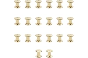 CANGCANG 20pcs rivets pour cuir,M5*8 vis chicago,rivet a visser,Rivets de Reliure à Tête Plate rivet cuir,Utilisé pour le bricolage en cuir Sac à vêtements, chaussures, livres et décoration (doré)