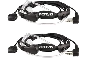 Retevis Talkie Walkie Laryngophone Oreillette Écouteur Casque Compatible avec Talkie Walkie RT24 RT27 RT22 RT28 RT617 RT618 Baofeng UV-5R BF-888S Kenwood WOUXUN (2 pcs)
