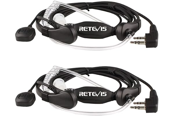 Retevis Talkie Walkie Laryngophone Oreillette Écouteur Casque Compatible avec Talkie Walkie RT24 RT27 RT617 RT618 Baofeng UV-5R BF-888S Kenwood WOUXUN (2 pcs)