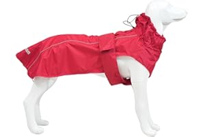 MAMORE Verstellbarer, wasserdichter Hunde-Regenmantel für Hunde, leichte Haustier-Regenjacke, Welpenbekleidung mit reflektierenden Streifen für kleine, mittelgroße und große Hunde (rot, klein)