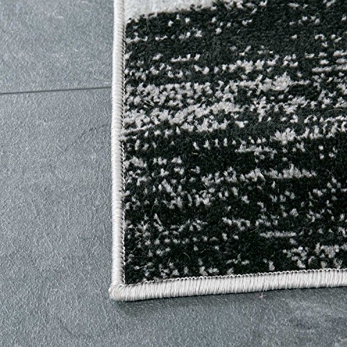 Wohnzimmerteppich Modern Geometrisches Muster Meliert in Grau Weiß Schwarz und Grün – ÖKO TEX Zertifiziert, Maße:120×170 cm - 5