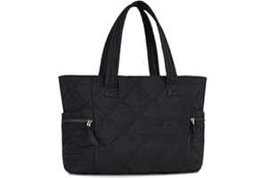 Prite Quilted Tote Bag for Women Large Puffer Travel Shoulder Bag Handbag Lightweight Fluffy Teacher Nurse Bag for Work, Gym, School