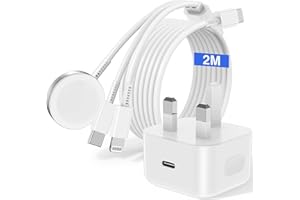 THIYNIYA Apple Watch Charger USB C for iPhone and iWatch, 3-in-1 2M Fast Charging Cable with 20W Fast Wall Charger for Apple Watch Series 9/8/7/6/5/SE iPhone 17/16/15/14/13/12/iPad/AirPods