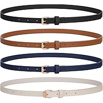 Cintura Sottile LEACOOLKEY Cinture Pelle Skinny 3 Pezzi | Cinture
