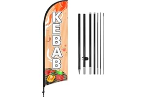 QSUM Bandiera piuma personalizzata, bandiera pubblicitaria senza vento personalizzata da 2,4 m con kit per palo, picchetto di terra, cartello pubblicitario personalizzato per attività all'aperto e