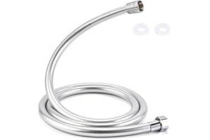 Dachiy Flessibile Doccia In PVC (G1/2 Pollici, 150 cm), Tubo Doccia Da Anti Torsione, Bianca/Cromo, Tubo Doccia Ad Alta Pressione Per Rubinetti Da Bagno Di Ricambio