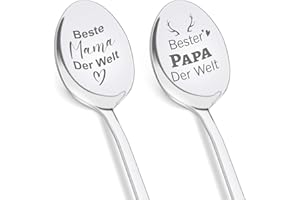 ‎TULOLVAE Tulolvae Vatertagsgeschenke für Papa, Muttertagsgeschenke für Mama, 2 Stück Kaffeelöffel Mit Gravur - Beste Mama und Papa Der Welt, Geburtstagsgeschenk Weihnachtsgeschenke für Beste Mama Papa