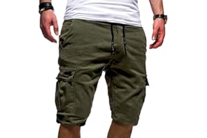 FRAUIT Pantaloni Corti Bermuda Cargo Pantaloncini Uomo Shorts Estivi Uomini Pantaloncino Lavoro Tasconi con Elastico Pantalone Ragazzo Estive Casual Sportivi