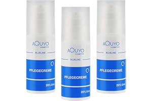 AQUYO COSMETICS Blueline 20% Urea Creme, Schrundencreme für sehr trockene und verhornte Haut, Pflegecreme bei Schuppenflechte und Neurodermitis, Hornhaut erweicher und Hornhautentferner (3er Pack - 3x 100ml)
