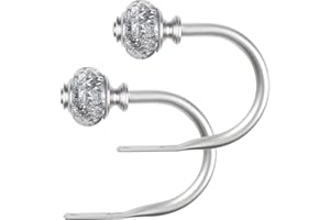 USFOOK 2 Pack Silver Crystal Curtain Holdbacks, Tie Backs for Curtains, U-Shaped Wall Mounted Curtain Tieback, Curtain Hooks Holders For Hanging Curtains and Other Items