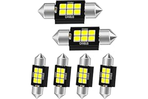 NEOVSUNY 6 Stück Soffitte Birne, Canbus 12V DC 300LM 6000K Weiß Soffitte Glühbirnen Girlandenbirne Innenraumleuchten für Boot RV Camper Kofferraumlicht Landschaft (31-mm)