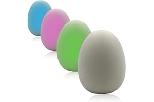 Playlearn Colour Changing Small Nightlight Eggs, Multicolour Luminous Flux LED Mood Lighting for Living Room, Kid's Bedroom Bedside, Nursery, Bathroom, Sensory Lights, Battery Powered Pack of 4