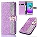 Price comparison product image Flip Wallet Case for Galaxy J5 2016/J510 Purple Glitter Cool Cute 3D Butterfly & Chain Diamond Buckle Bling Glitter Pattern Leather Stand Function Flip Kickstand Magnetic Book Wallet Buckle Protective Cell Phone Cases for Samsung Galaxy J5 2016/J510