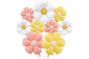 DazzJoy 9 Stk Gänseblümchen Folienballon,Gänseblümchen Luftballons Geburtstag,Gänseblümchen Happy Birthday Ballon, Gänseblümchen Kindergeburtstag Deko für Junge Mädchen Geburtstage Jubiläum Party Deko
