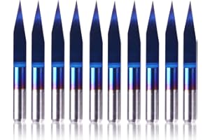SainSmart Genmitsu 10Pcs Nano Blue Coat Gravierstichel, 20 Grad 0,1 mm Spitze 1/8 Zoll Schaft CNC Fräser Satz, Konisches V-Bit