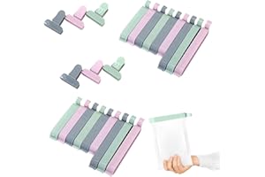 JEOPKO 24Pcs Bag Clips for Food Storage,Food Bag Clips Unique Plastic Food clips for Sealing Snacks Coffee Food,Sandwich Bags Multicoloured Reusable Plastic Bag Clips to Keep Food Fresh