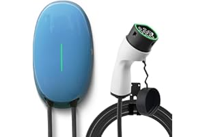 EIDYBOX Type 2 Wallbox pour Vehicule Electrique, 7,2KW Monophasé 32A Borne de Recharge avec Câble de 6M, Station de Recharge pour véhicules électriques à Domicile, Étanchéité IP66 Bleu