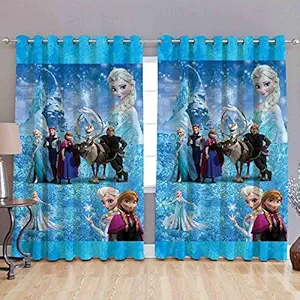 HOMECRUST Digital Print Elegant Snow White Fabric Window Curtains, 4 x 5 Feet, Multicolour -Set of 2 Pieces