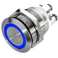 Drucktaster Klingeltaster – LED-Beleuchtung - Einbau 19mm - Edelstahl V2A – flache Tastfläche - wasserdicht…