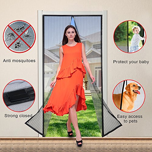 YKS 100x200cm Fliegengitter Vorhang,Belüftet, Freisprech-schneller stillen einfach installierbare mottenfest Terylene & Non-Woven Fabric magnetische Tür Mesh - 3