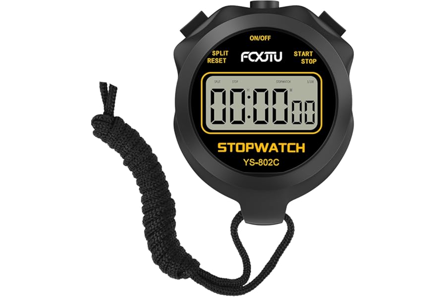 FCXJTU Simple Digital Sports Stopwatch, No Bells, No Clock, No Alarm, Simple Basic Operation, Silent, ON/Off, Pure Stopwatch for Swimming Running Training Kids Coaches Referees Teachers Black