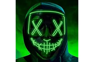 COSTUMED Maschera di Halloween ispirata a “The Purge” con LED, controllabile, per Halloween e Carnevale, costume di travestimento per uomo e donna, in diversi colori