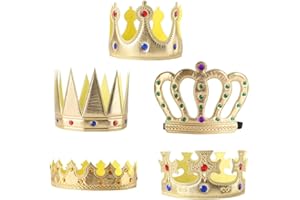 PSOWQ Corona da Re Per Bambino Compleanno Re Corone per Fancy Dress Festa di Compleanno, Golden Corone Party Crown Hat cap per Birthday Celebration Baby Shower Puntelli Foto(5 Stili)