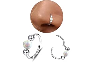 Diamday Piercing Nariz Anillo Opal Piercing Oreja Aro Pendientes Clicker 316L Acero Quirúrgico Nariz Aros Septum Labio Anillo Tragus Helix Piercing Daith Conch Cartílago Pendientes 16G/18G/20G