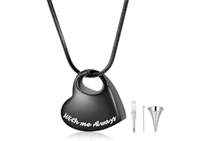 AIWENXI Heart Urn Necklace for Ashes with Me Always Keepsake Memorial Pendant Cremation Jewelry for Women Men