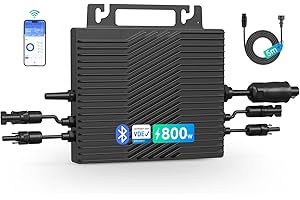 iRnergy Mikrowechselrichter 800W, PV Wechselrichter Balkonkraftwerk 600W Solar Microwechselrichter MPPT 95,8%, 5 Meter AC-Kabel, WLAN BT für Solarpanele