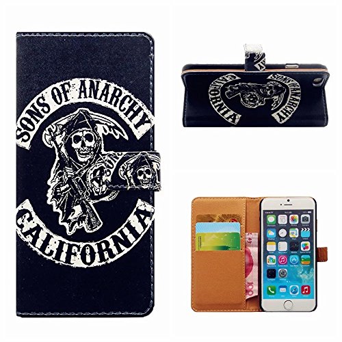 MUTOUREN iPhone 6 Plus/6S Plus Brieftasche Flip Case Cover – PU Leder Bookstyle Klapphülle Wallet Case für iPhone 6 Plus/6S Plus (5.5 Zoll) Portemonnaie Hülle Schutz Ultra Dünn Handy Tasche Geldboerse Schutzhülle – Sons of Anarchy + Metall Stylus Pen - 2