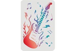 FINGERINSPIRE Stencil per chitarra, 29,7 x 21 cm, riutilizzabile, per disegno di chitarra, per dipingere su legno, piastrelle, carta, tessuto, pavimento e parete