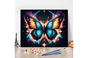 TISHIRON Zestaw do malowania według liczb dla dorosłych, motyl w różnych kolorach, obraz cyfrowy, zestaw kolorowych tablic na płótnie, dla dorosłych, początkujących, do dekoracji domu, 40 x 50 cm
